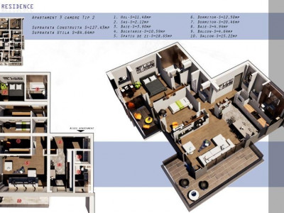 COMISION 0%! COMPLEX ELIBERARII RESIDENCE -  INEL II  -  3 camere TIP 2 