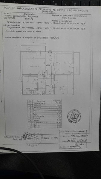 Comision 0 - Vânzare apartament 3 camere, etaj 1, micro 3 Târgoviște