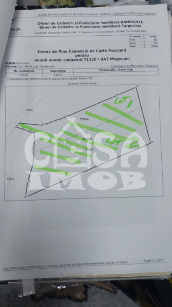 Teren intravilan 1950 mp parcelabil zona case Merii