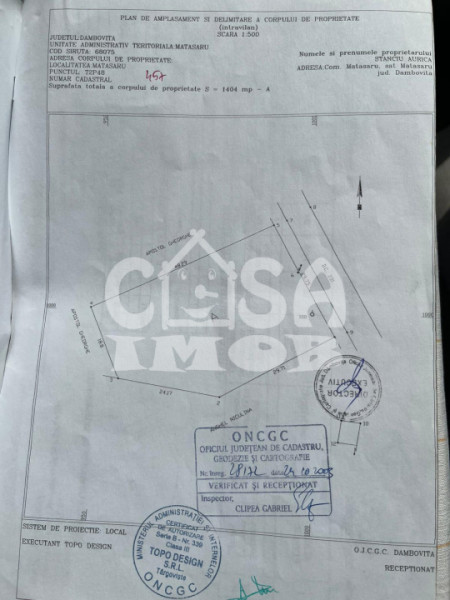 Teren intravilan 1404 mp deschidere 28 ml langa padure in Matasaru